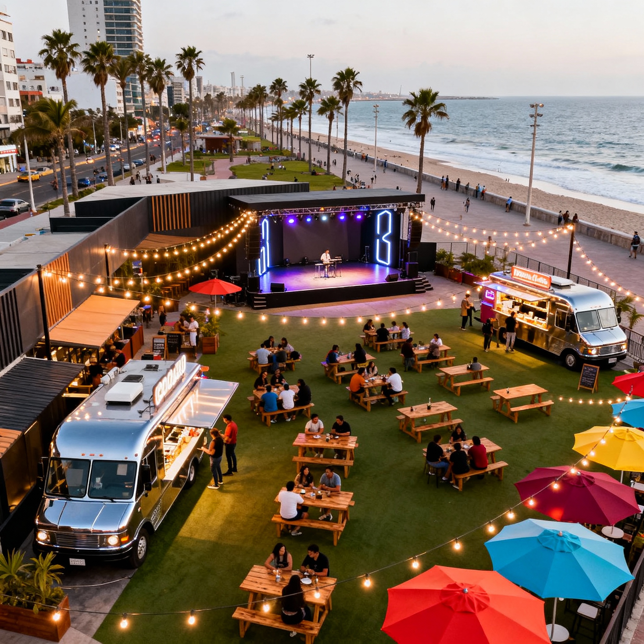 Plaza Food Park Malecón Caleta: Comida deliciosa con vista al mar